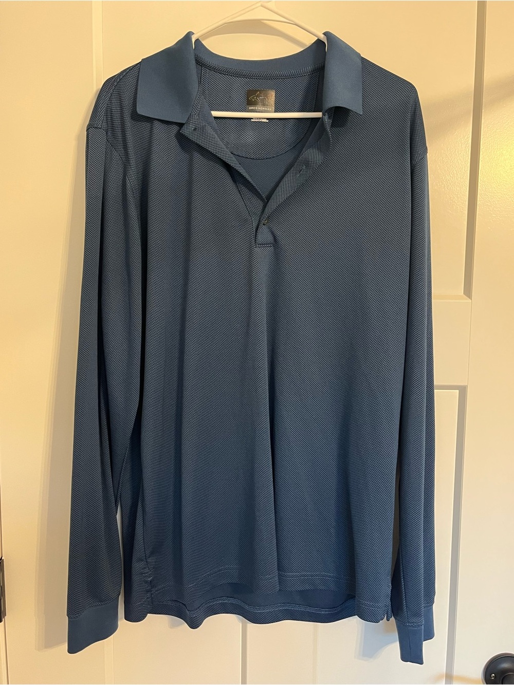 Greg Norman Play Dry Blue Long Sleeve Golf Polo Performance Shirt (L)
